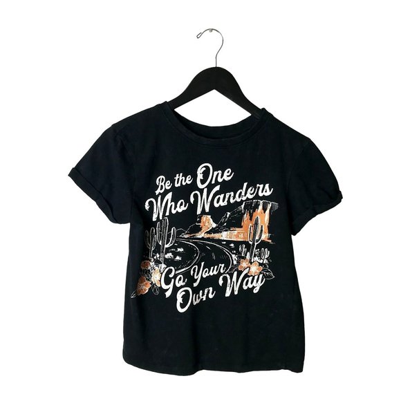 Vibe N Be The One Who Wanders T Shirt Desert Cactus Statement Graphic Tee Small - Picture 1 of 12